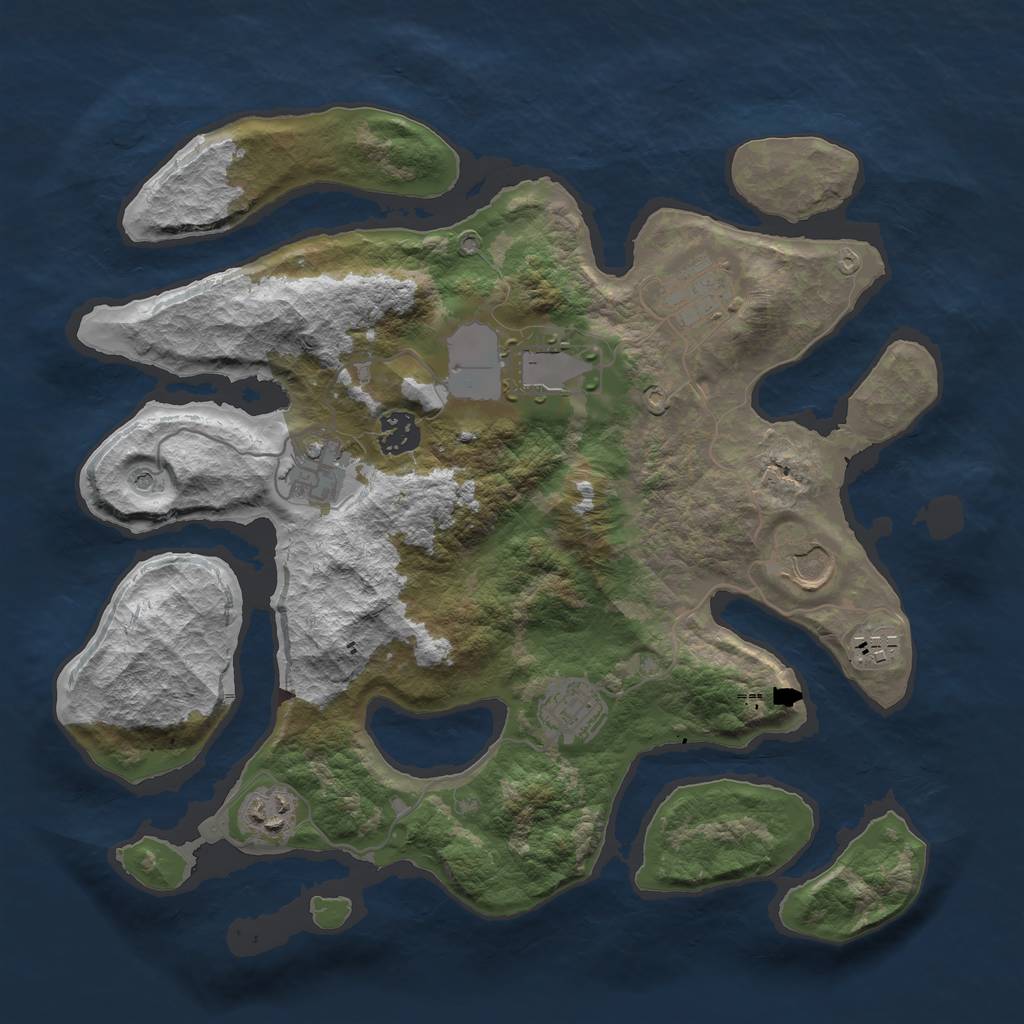 Rust Map: Barren, Size: 3500, Seed: 169551094, 11 Monuments