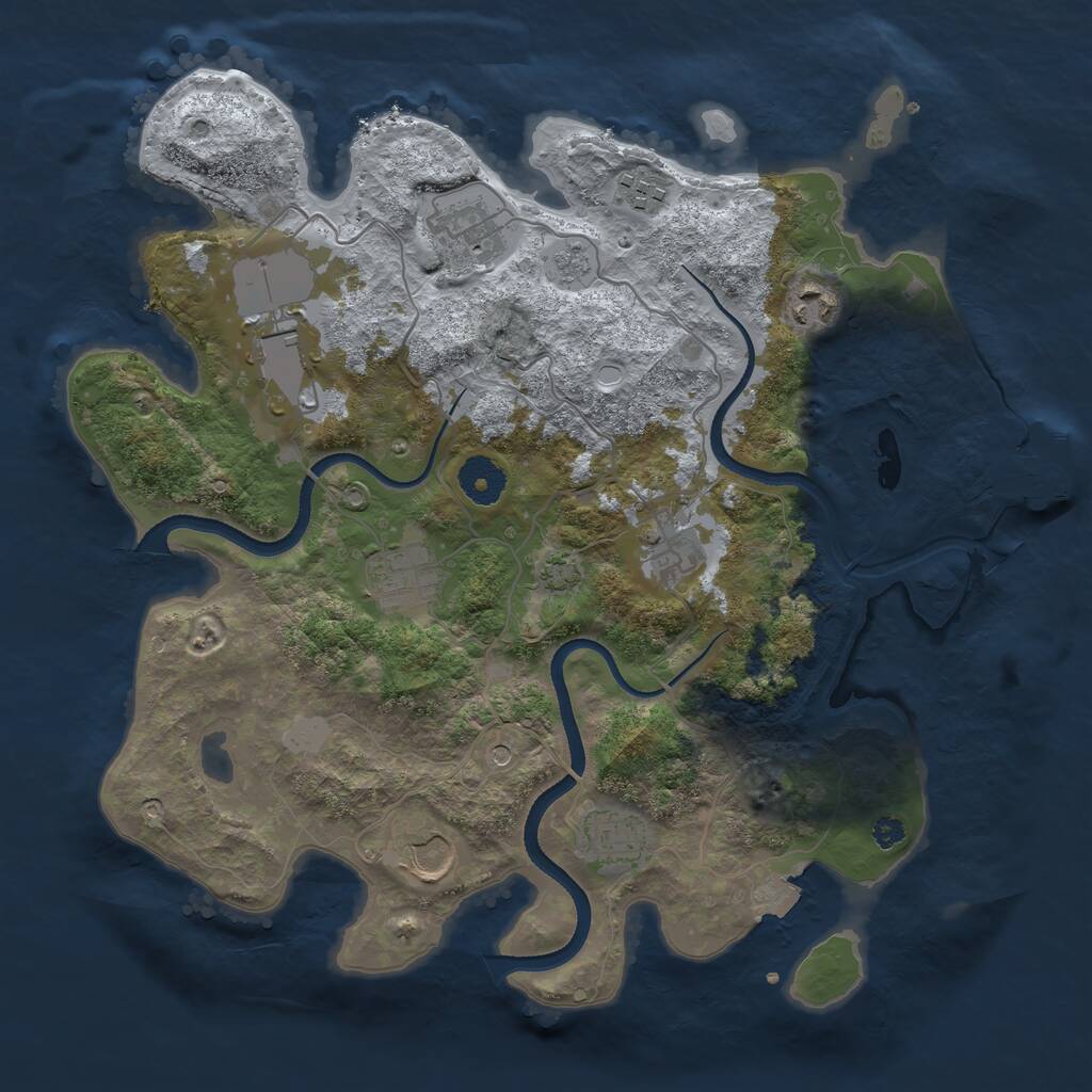 Rust Map: Procedural Map, Size: 3500, Seed: 1395849, 13 Monuments
