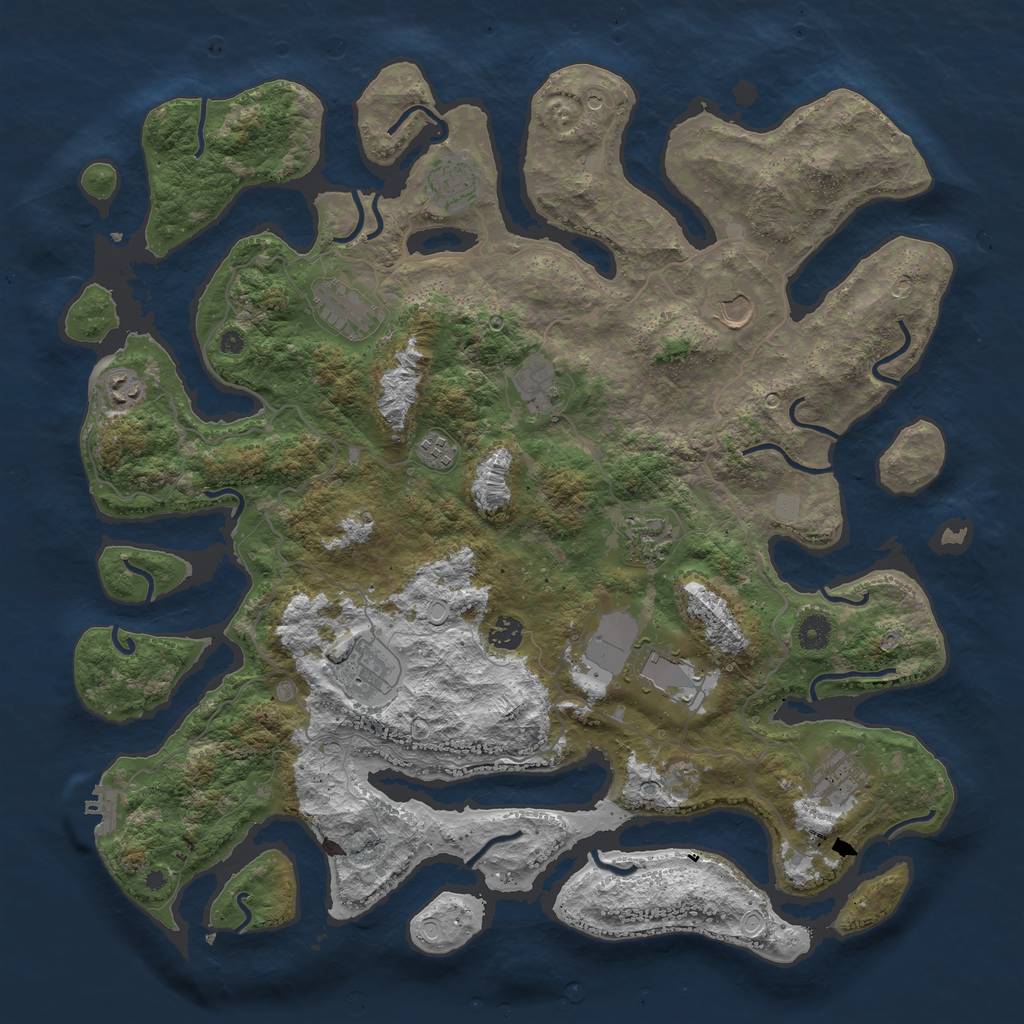 Rust Map: Procedural Map, Size: 4500, Seed: 937461, 18 Monuments