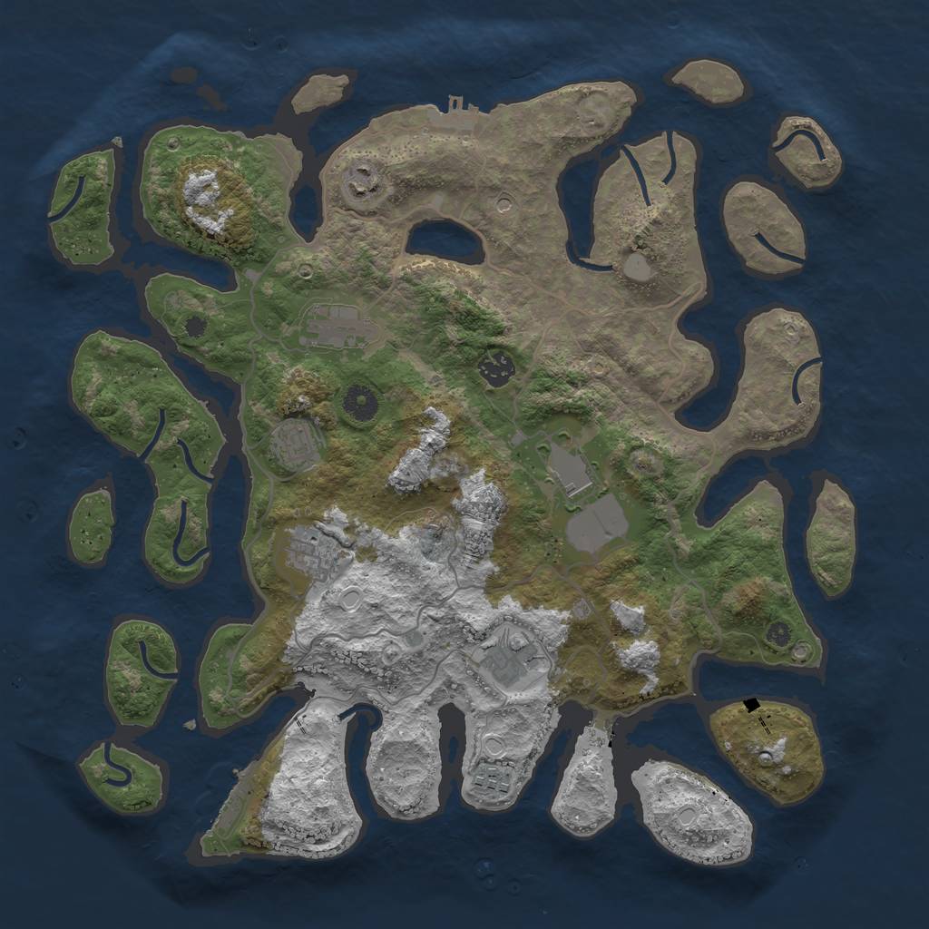 Rust Map: Procedural Map, Size: 4000, Seed: 843628647, 16 Monuments