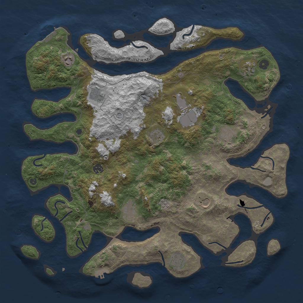 Rust Map: Procedural Map, Size: 4600, Seed: 84327, 19 Monuments
