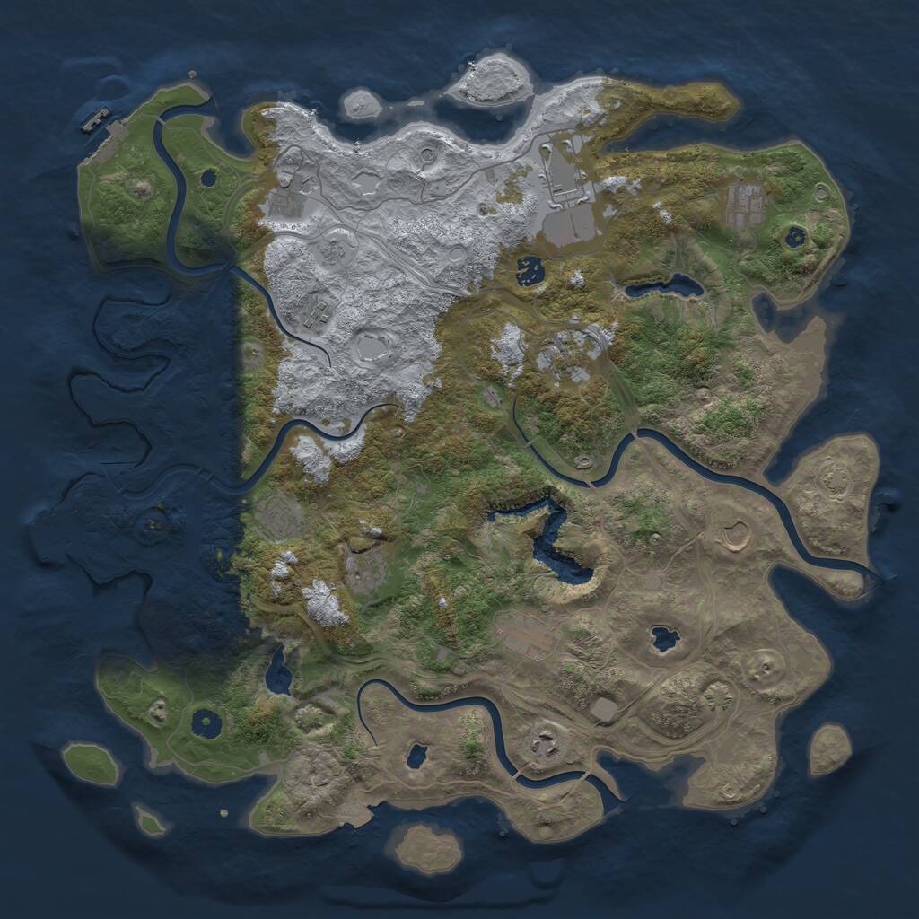 Rust Map: Procedural Map, Size: 4600, Seed: 84327, 17 Monuments