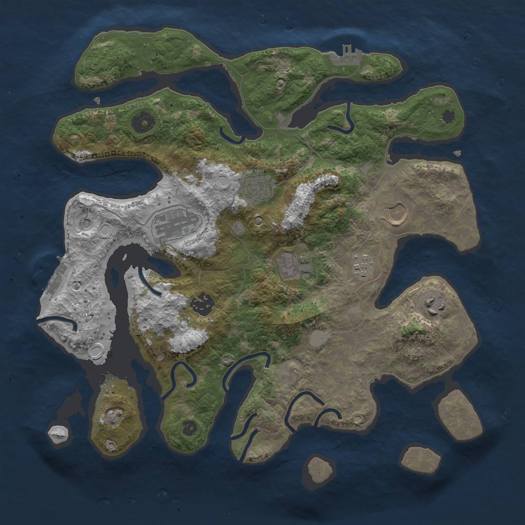 Rust Map: Procedural Map, Size: 3550, Seed: 619509, 15 Monuments