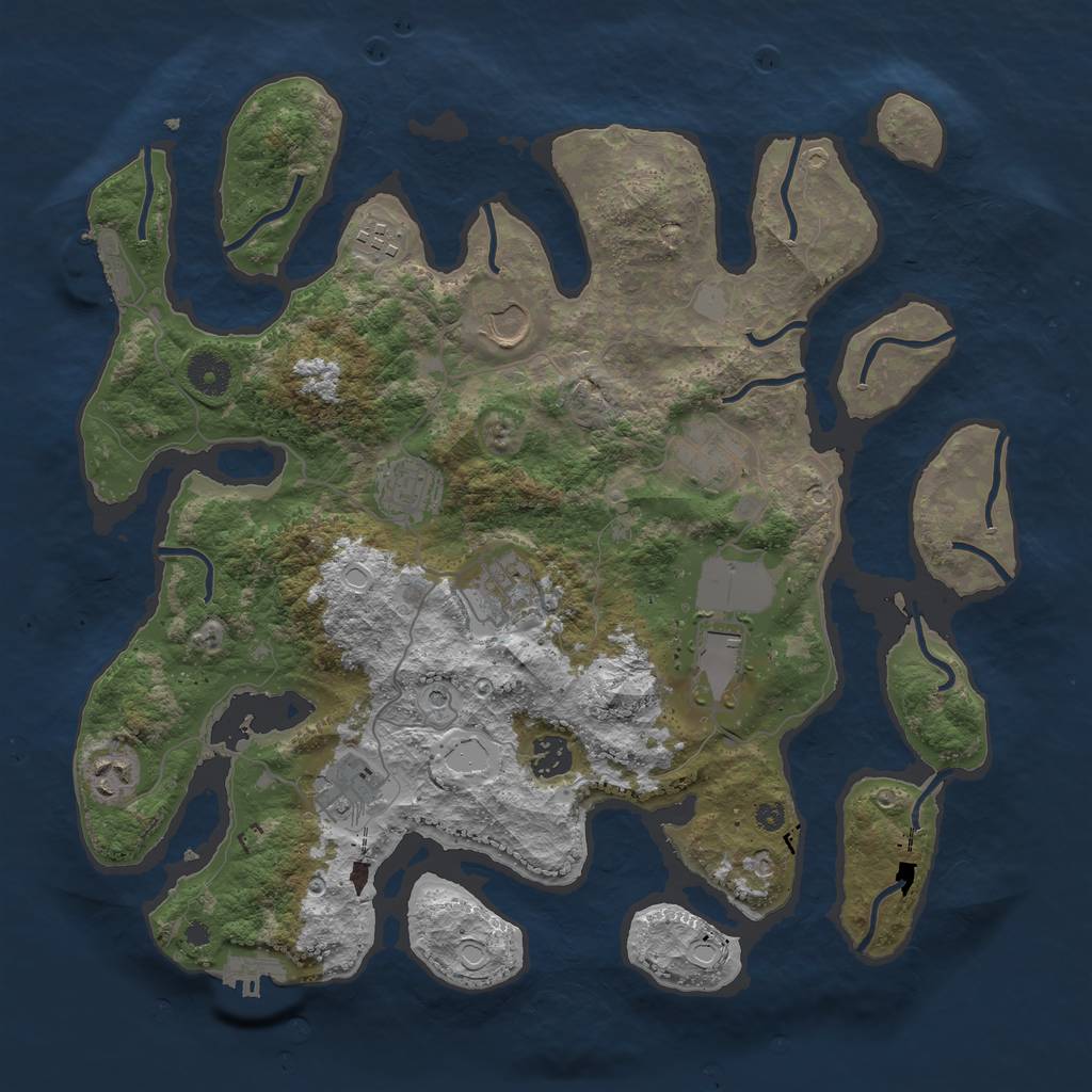 Rust Map: Procedural Map, Size: 3800, Seed: 65281, 17 Monuments