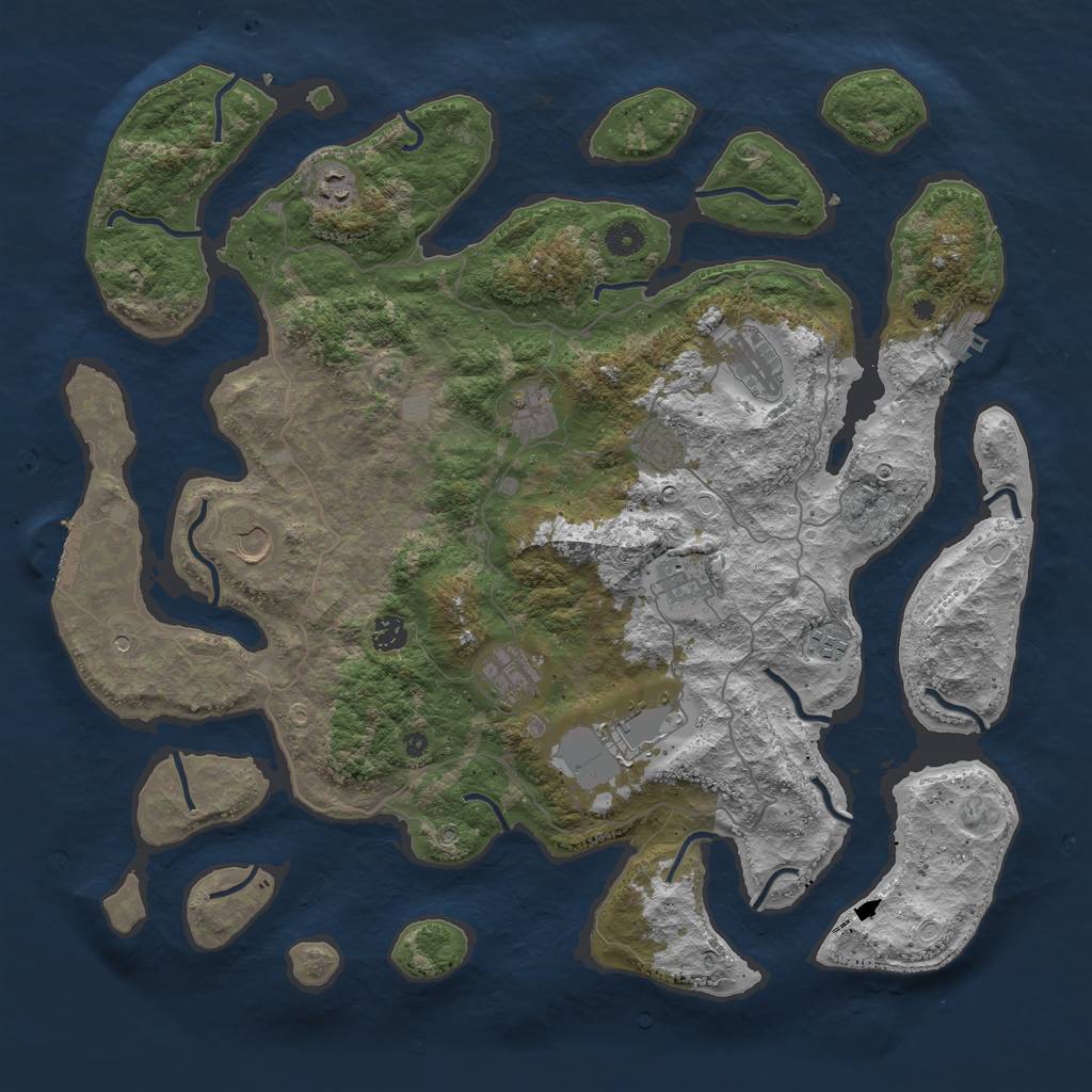 Rust Map: Procedural Map, Size: 4500, Seed: 2491593, 18 Monuments