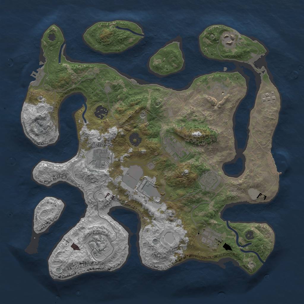 Rust Map: Procedural Map, Size: 3550, Seed: 900676, 18 Monuments
