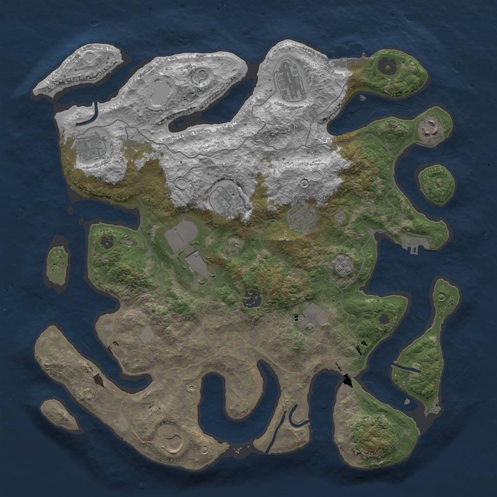Rust Map: Procedural Map, Size: 4000, Seed: 442824, 18 Monuments
