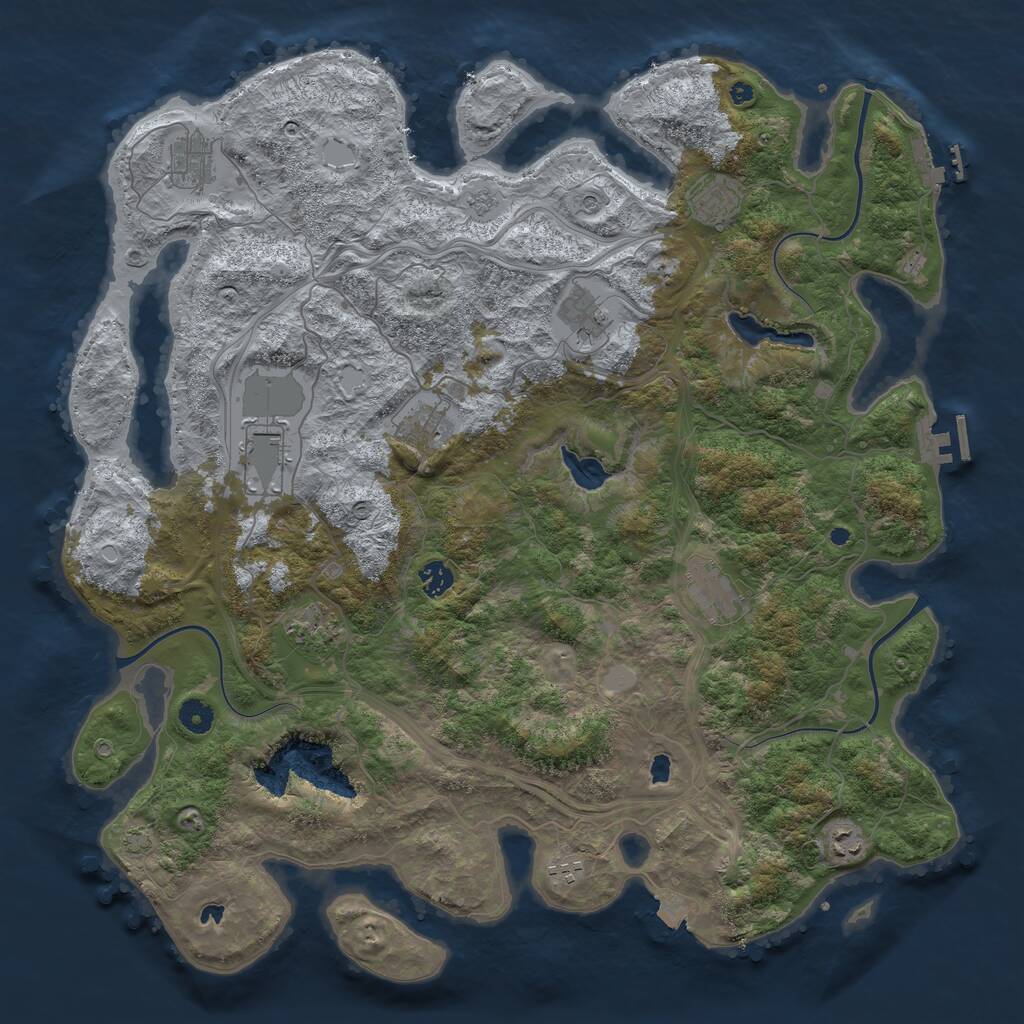 Rust Map: Procedural Map, Size: 4500, Seed: 470485, 16 Monuments