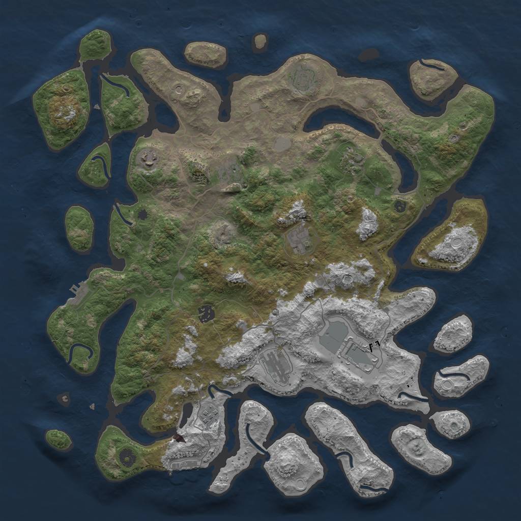 Rust Map: Procedural Map, Size: 4500, Seed: 3749773, 17 Monuments