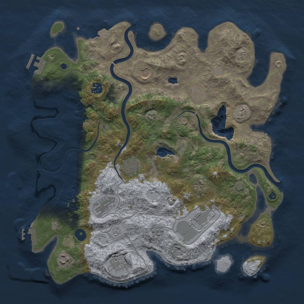 Rust Map: Procedural Map, Size: 4000, Seed: 722538, 16 Monuments