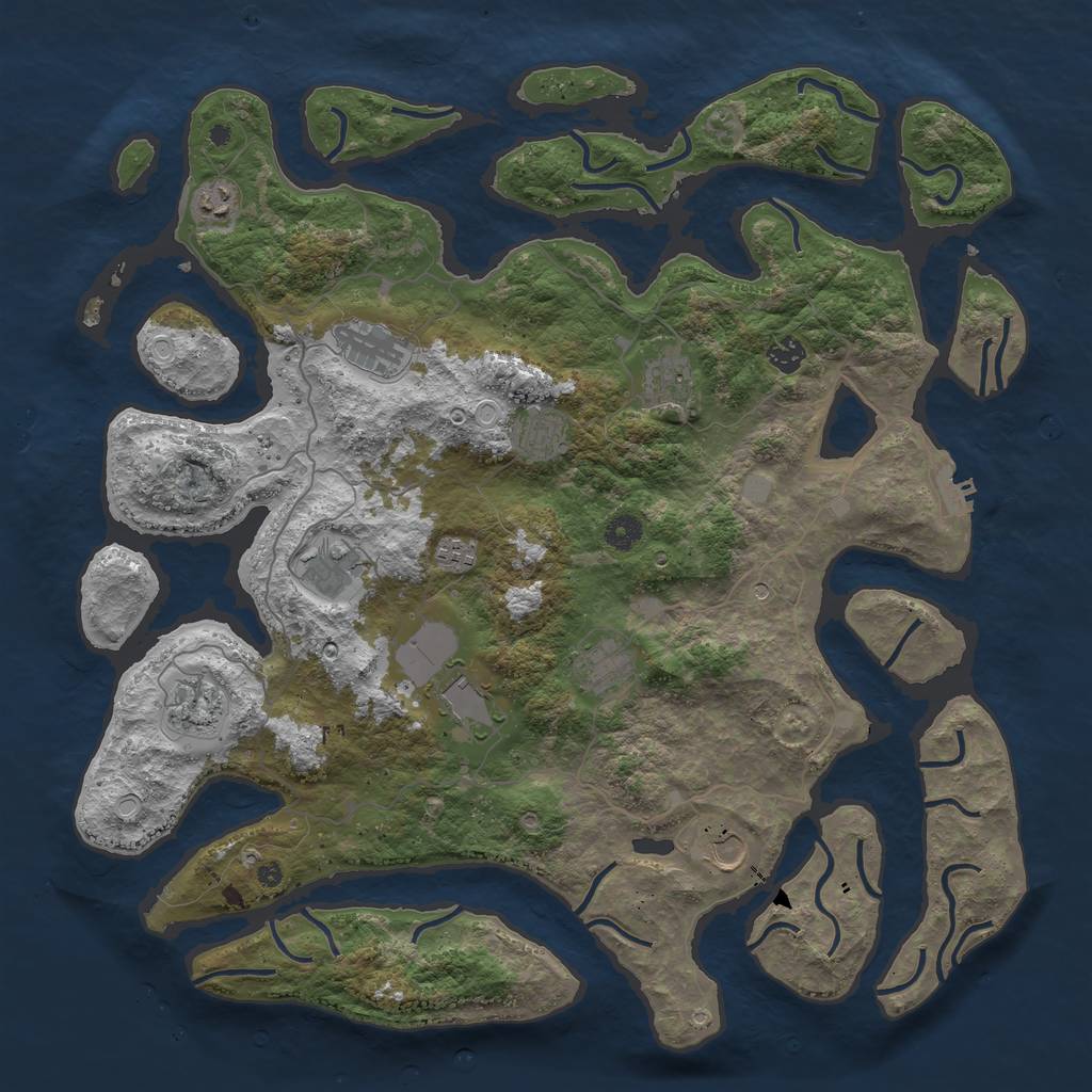 Rust Map: Procedural Map, Size: 4500, Seed: 4352952, 18 Monuments