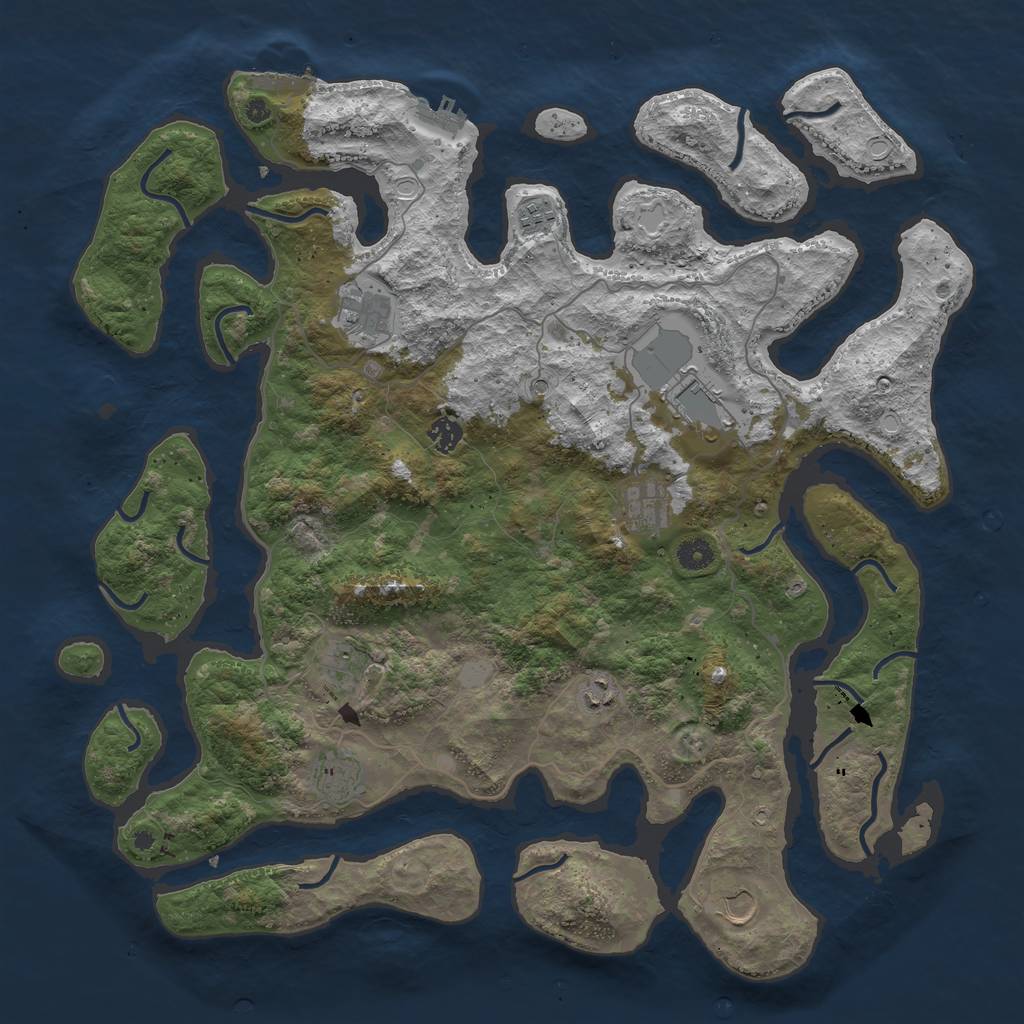 Rust Map: Procedural Map, Size: 4500, Seed: 534536342, 17 Monuments