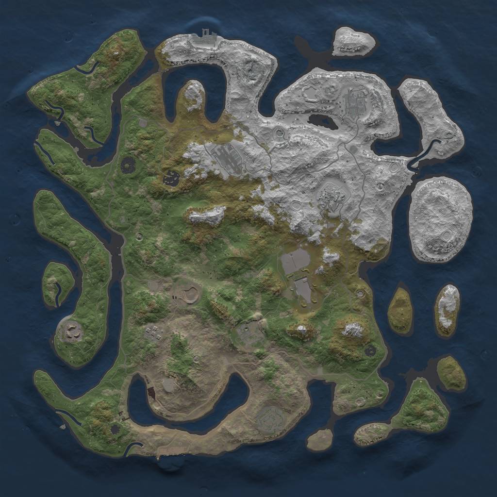 Rust Map: Procedural Map, Size: 4500, Seed: 6225721, 18 Monuments