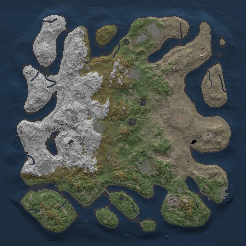 Rust Map: Procedural Map, Size: 4500, Seed: 5497590, 19 Monuments