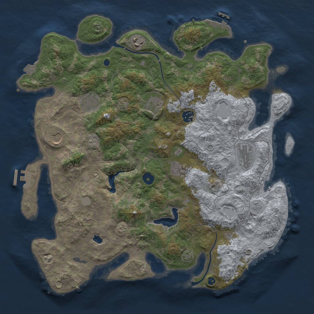 Rust Map: Procedural Map, Size: 4000, Seed: 44776, 14 Monuments
