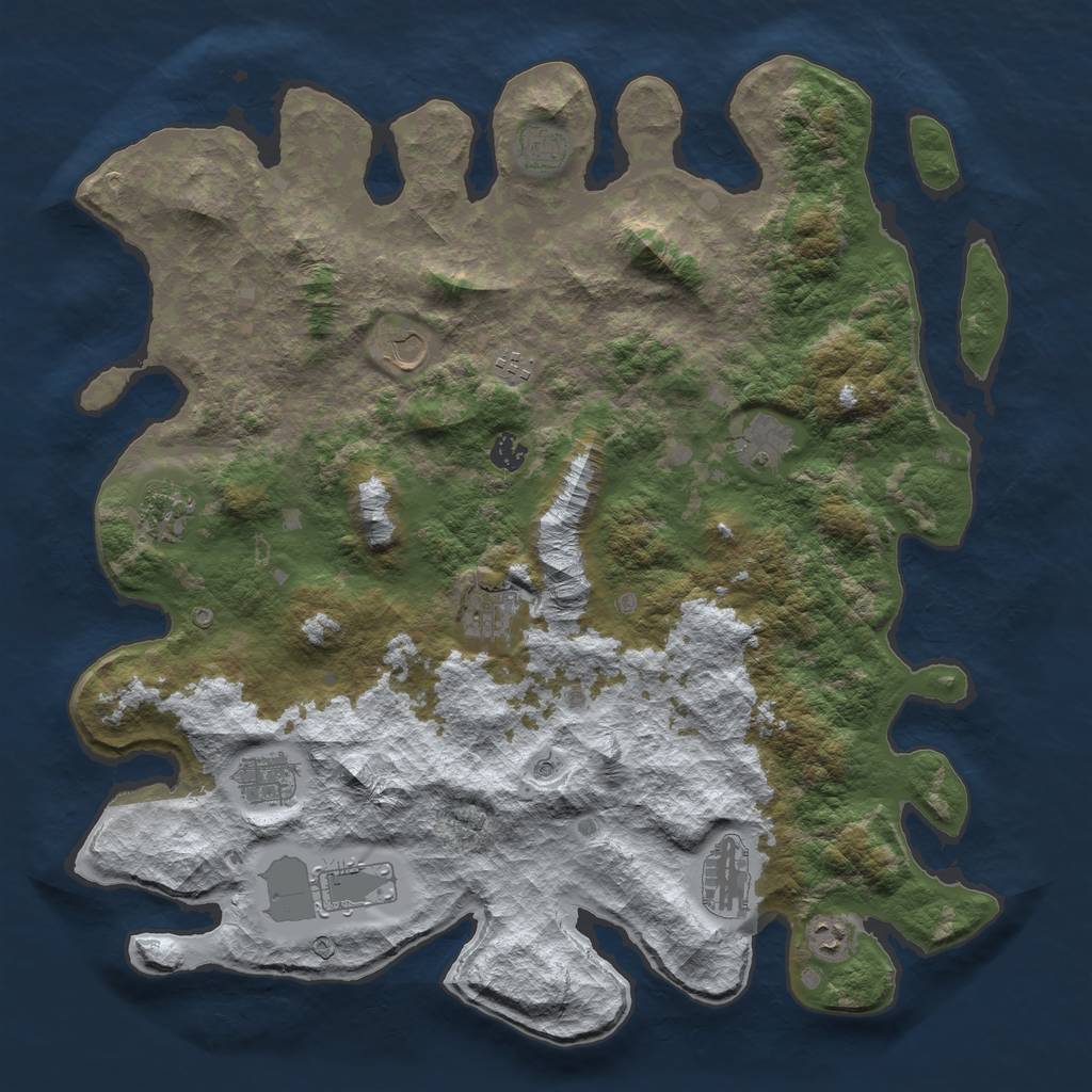 Rust Map: Barren, Size: 4500, Seed: 628890, 14 Monuments