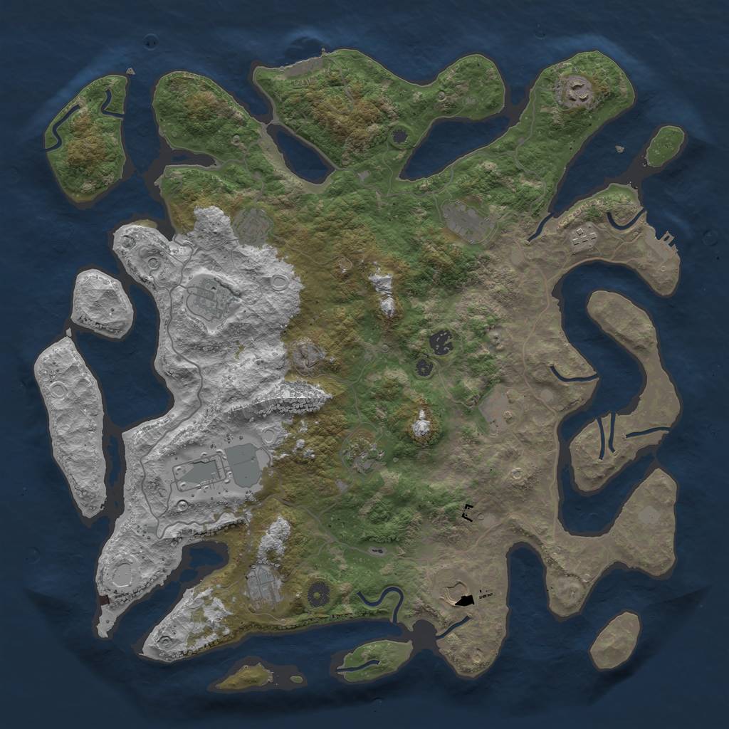Rust Map: Procedural Map, Size: 4500, Seed: 3842473, 19 Monuments