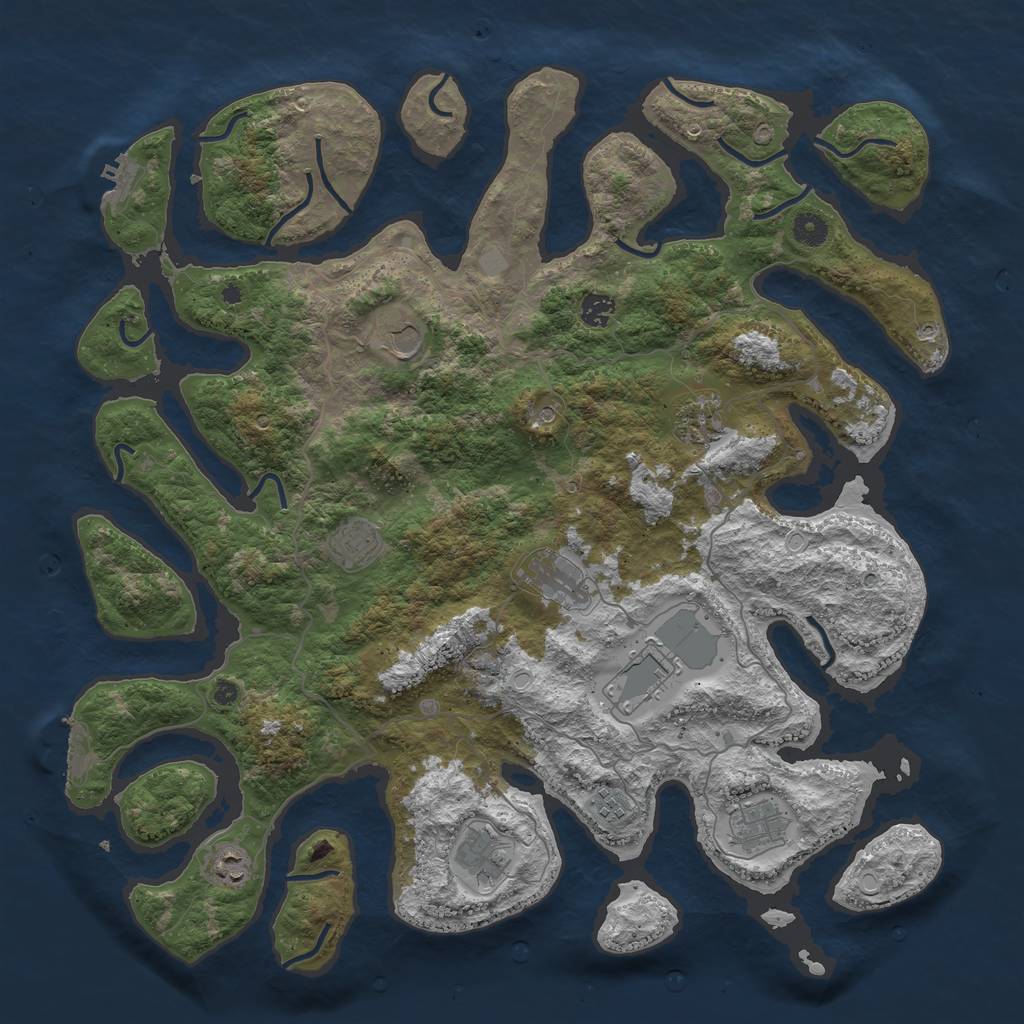 Rust Map: Procedural Map, Size: 4500, Seed: 4234716, 18 Monuments