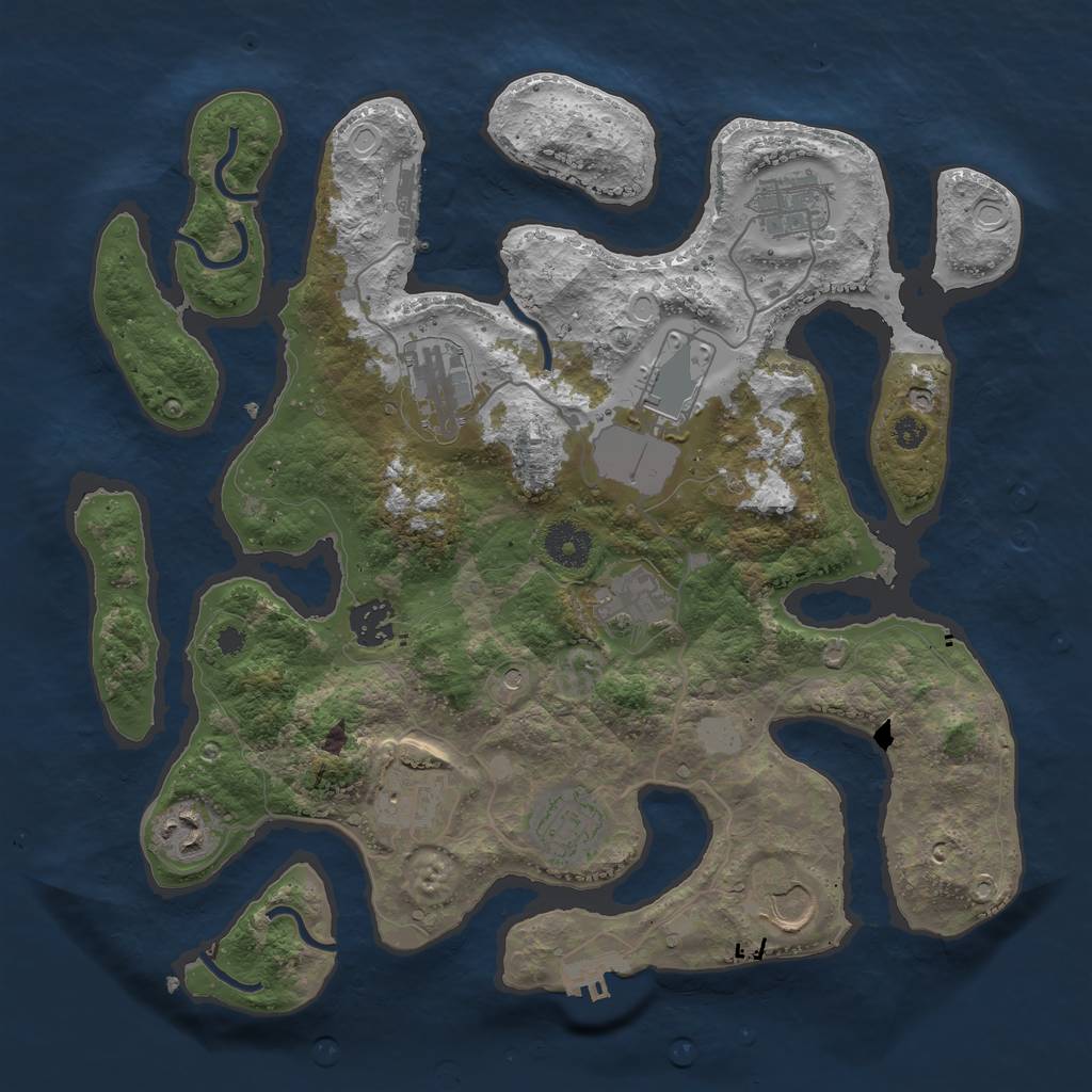 Rust Map: Procedural Map, Size: 3500, Seed: 19980124, 17 Monuments