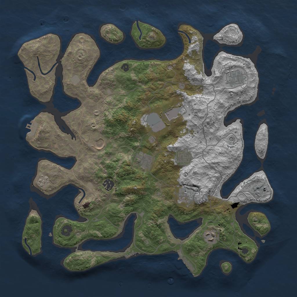 Rust Map: Procedural Map, Size: 4000, Seed: 1000102188, 17 Monuments