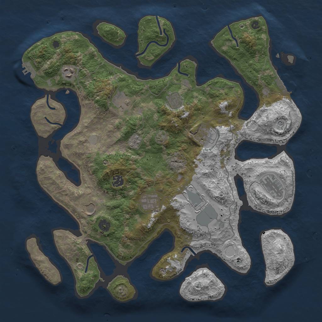 Rust Map: Procedural Map, Size: 4000, Seed: 576258, 18 Monuments