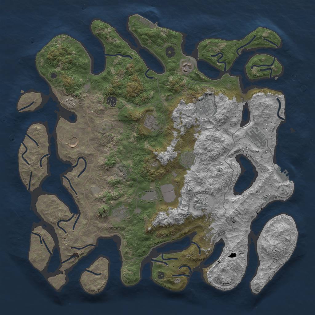 Rust Map: Procedural Map, Size: 4500, Seed: 6025972, 19 Monuments