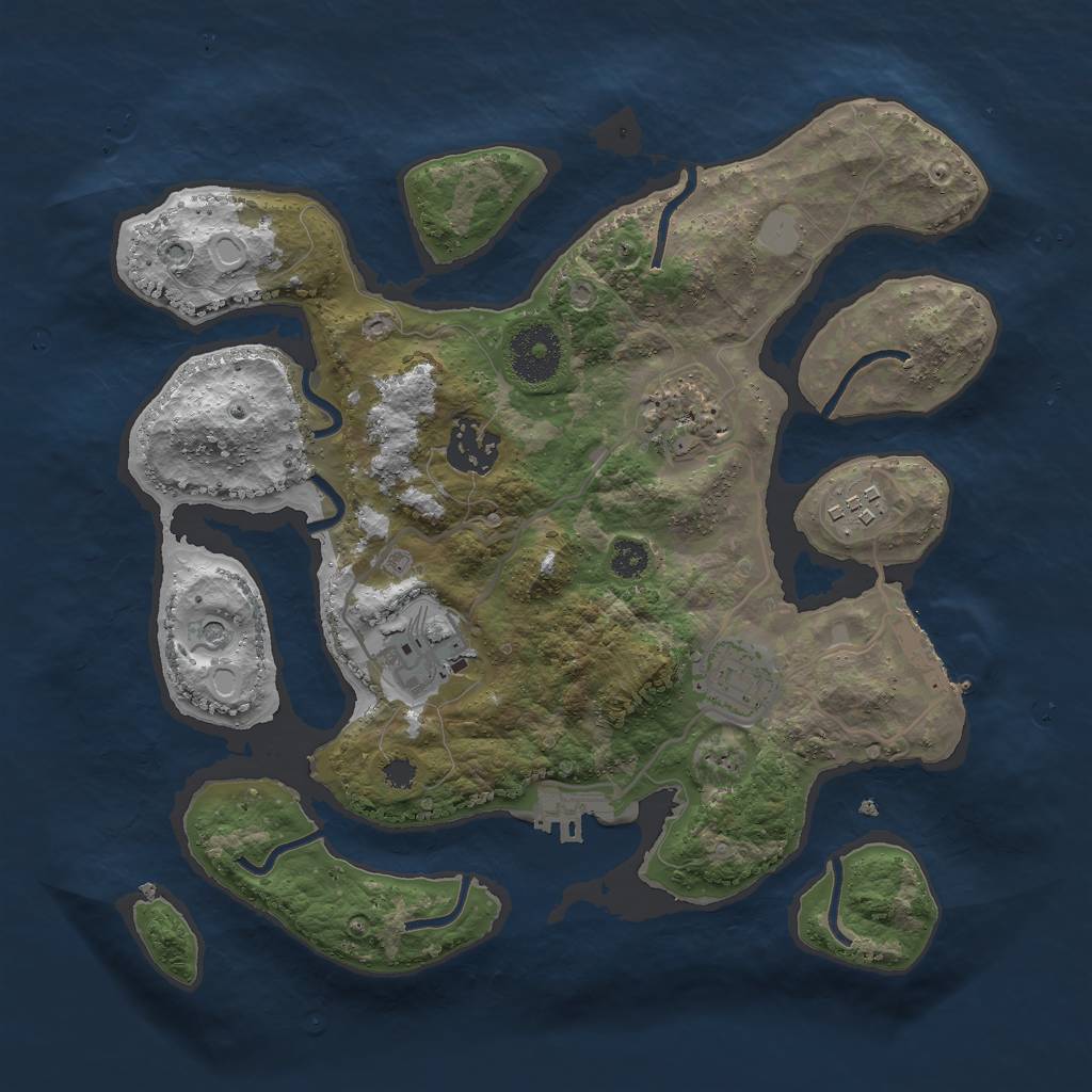 Rust Map: Procedural Map, Size: 3000, Seed: 774102714, 13 Monuments