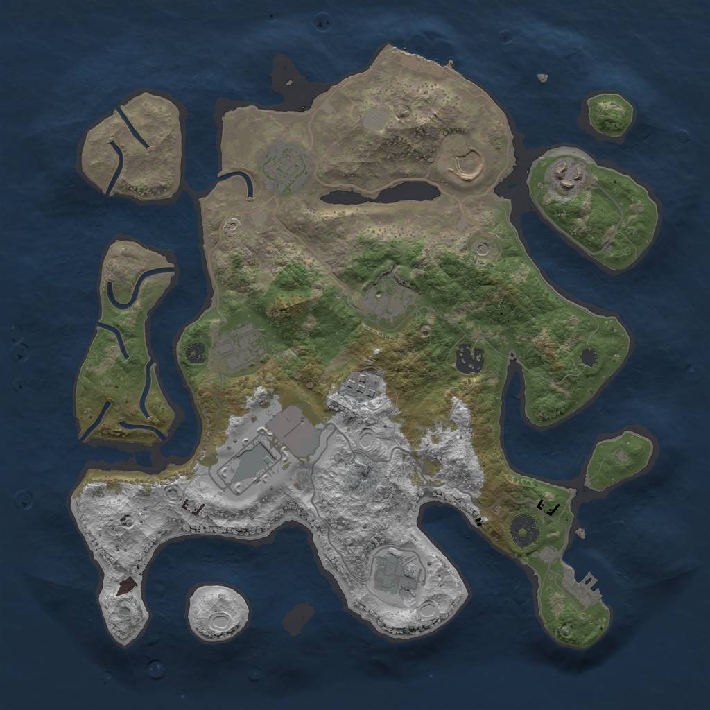 Rust Map: Procedural Map, Size: 3550, Seed: 674028, 17 Monuments