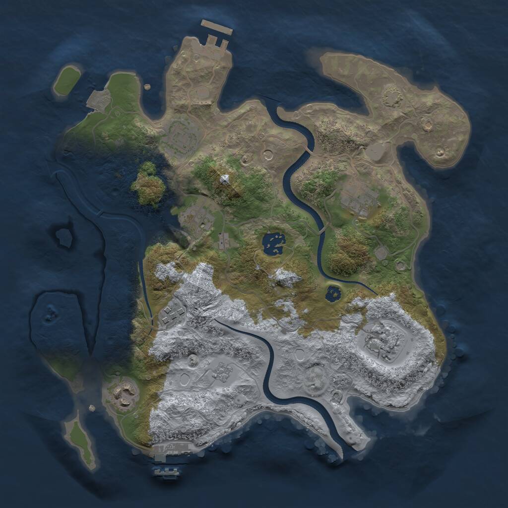 Rust Map: Procedural Map, Size: 3200, Seed: 1405987881, 13 Monuments
