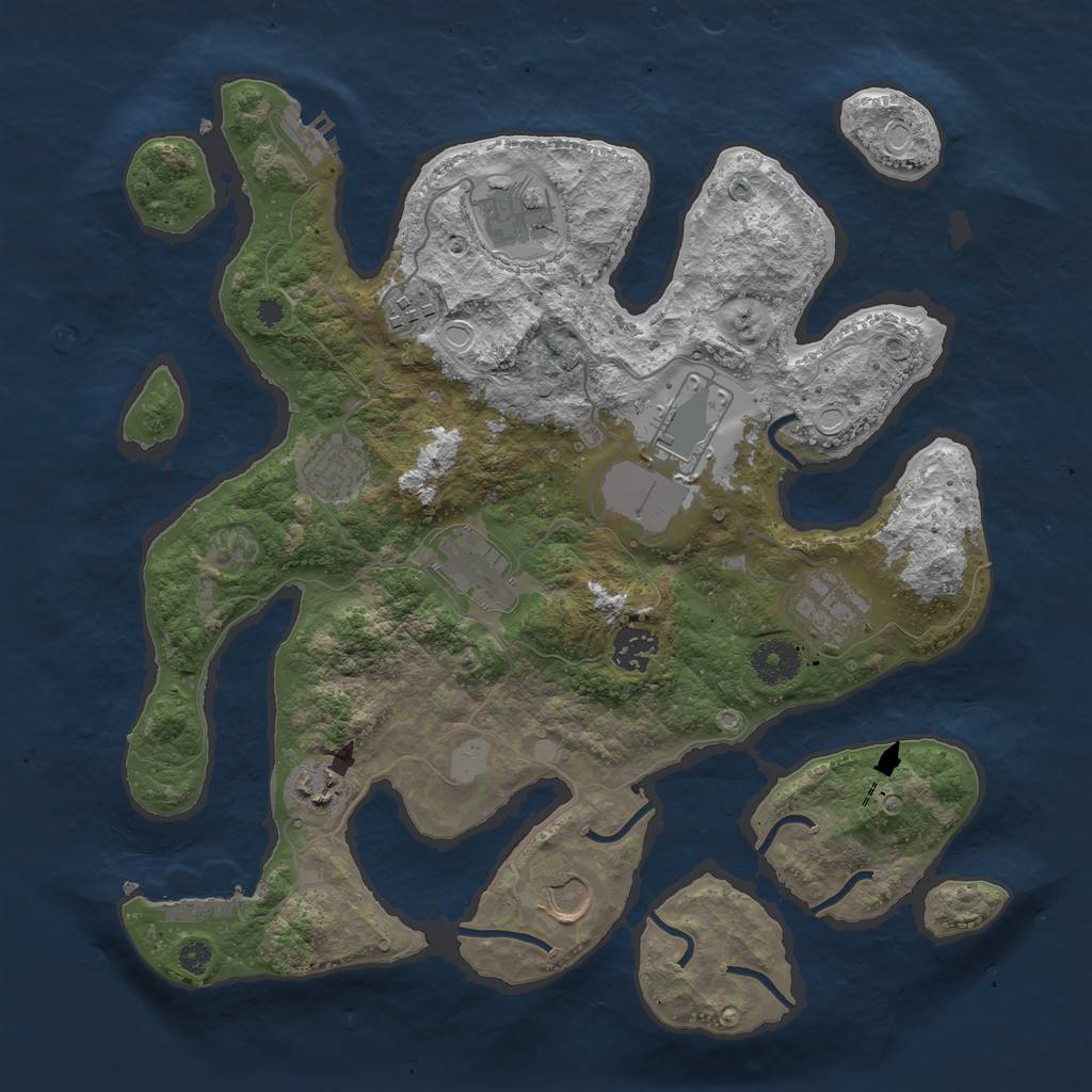 Rust Map: Procedural Map, Size: 3550, Seed: 22608, 16 Monuments