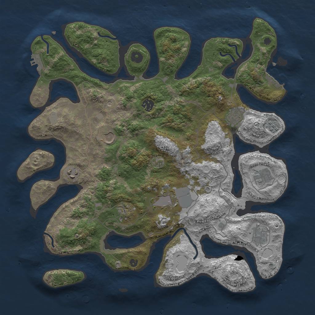 Rust Map: Procedural Map, Size: 4000, Seed: 900245, 17 Monuments