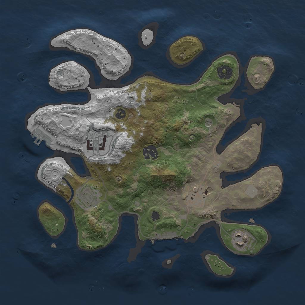 Rust Map: Procedural Map, Size: 3000, Seed: 544567, 13 Monuments