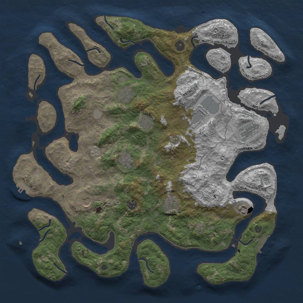 Rust Map: Procedural Map, Size: 4500, Seed: 2467351, 18 Monuments