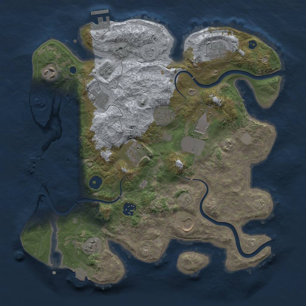 Rust Map: Procedural Map, Size: 3500, Seed: 488851, 15 Monuments