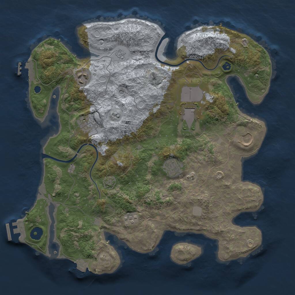 Rust Map: Procedural Map, Size: 3500, Seed: 488851, 12 Monuments