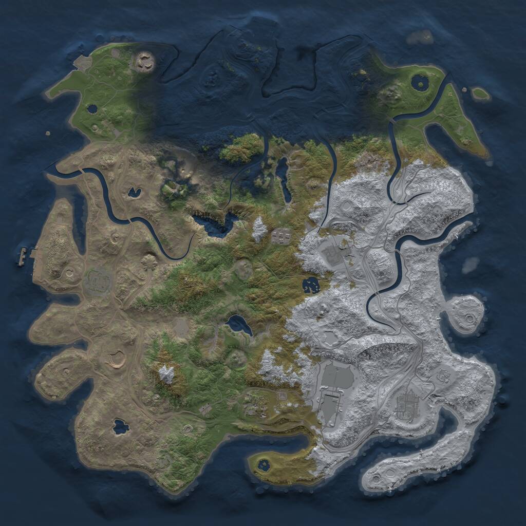 Rust Map: Procedural Map, Size: 4500, Seed: 4223528, 16 Monuments