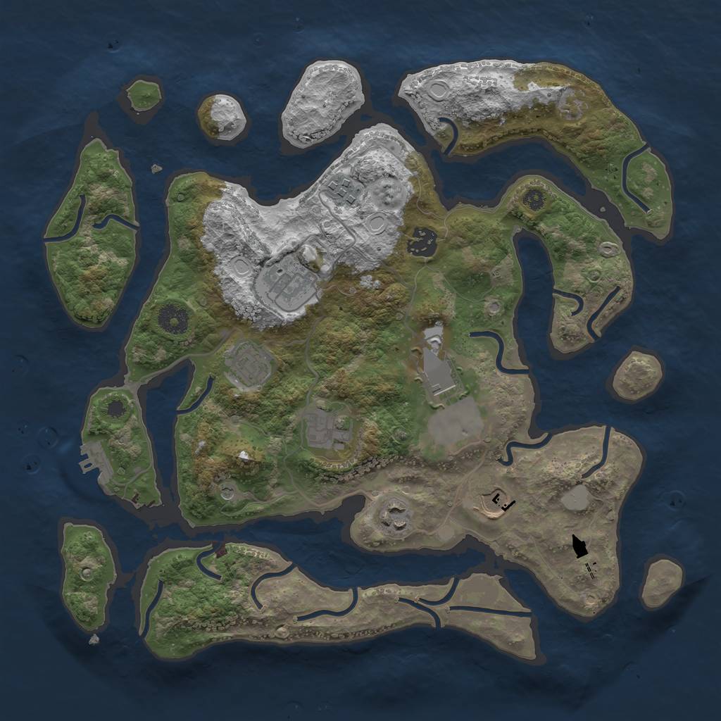 Rust Map: Procedural Map, Size: 3550, Seed: 807585, 15 Monuments