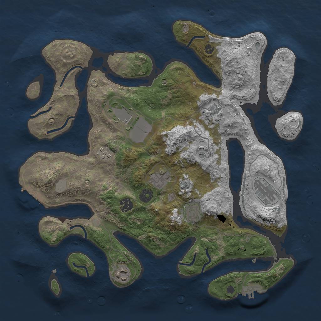 Rust Map: Procedural Map, Size: 3510, Seed: 1641497, 16 Monuments