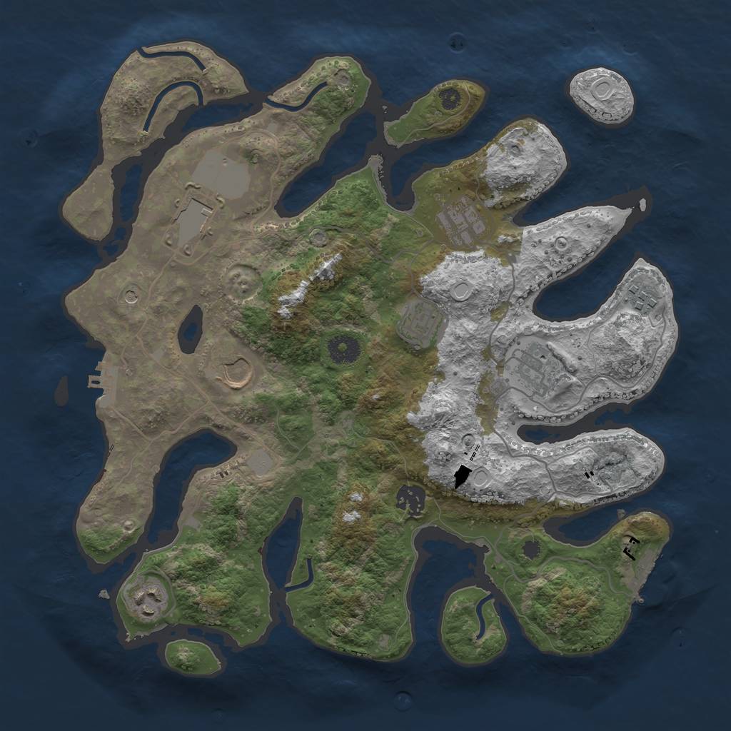 Rust Map: Procedural Map, Size: 3550, Seed: 617245, 16 Monuments