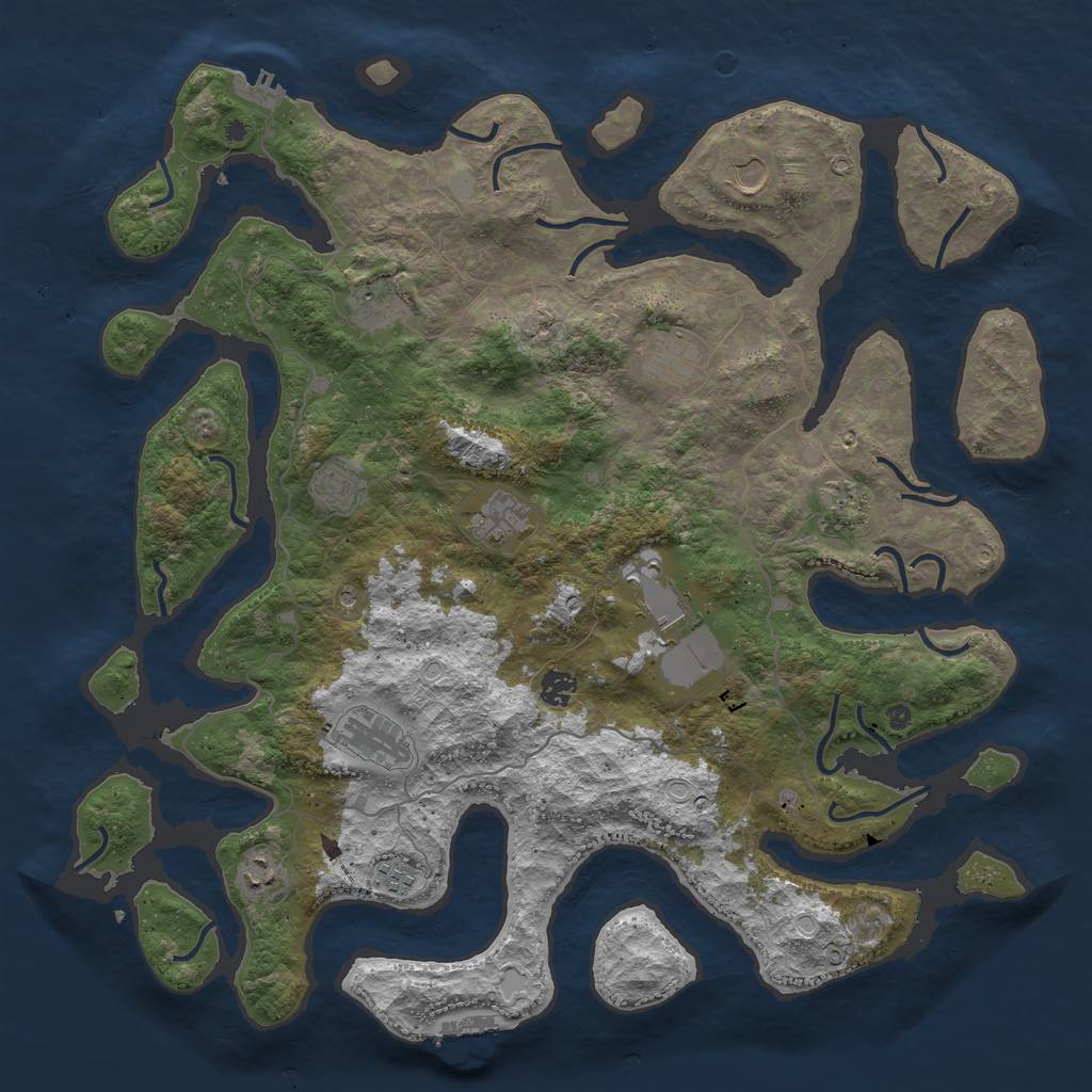Rust Map: Procedural Map, Size: 4500, Seed: 3045437, 19 Monuments