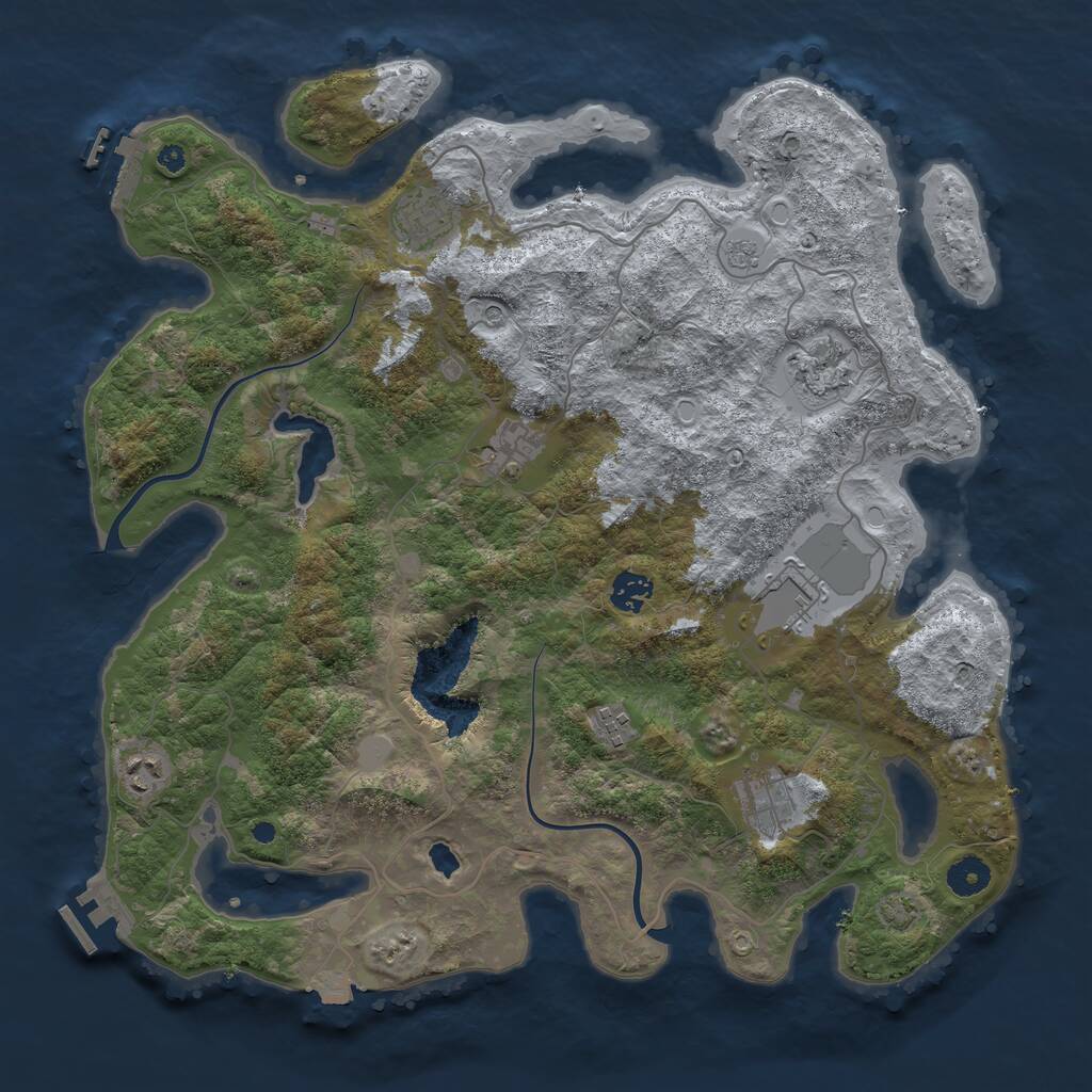 Rust Map: Procedural Map, Size: 4000, Seed: 385886, 14 Monuments
