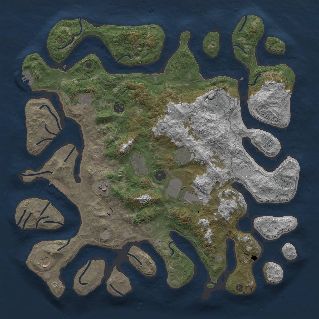 Rust Map: Procedural Map, Size: 4500, Seed: 3222393, 17 Monuments