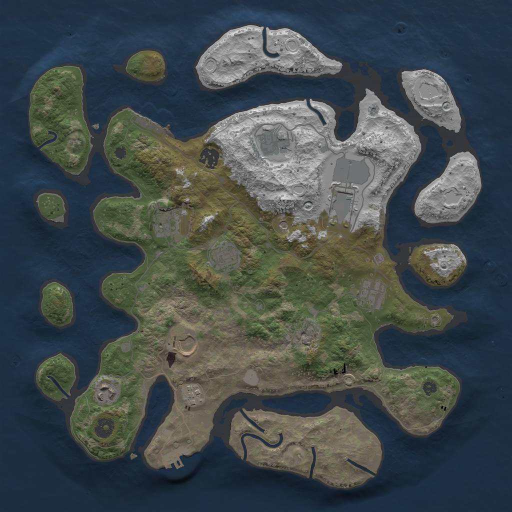 Rust Map: Procedural Map, Size: 3850, Seed: 157164200, 17 Monuments