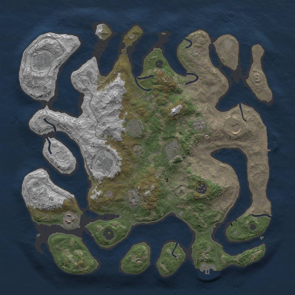 Rust Map: Procedural Map, Size: 4000, Seed: 161293, 16 Monuments