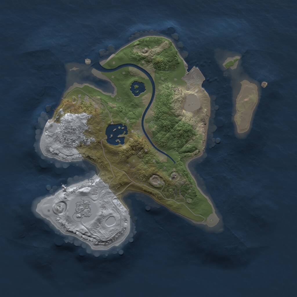 Rust Map: Procedural Map, Size: 2000, Seed: 574023376, 3 Monuments
