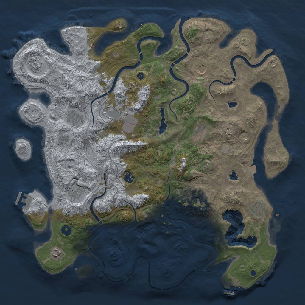 Rust Map: Procedural Map, Size: 4500, Seed: 852200, 17 Monuments
