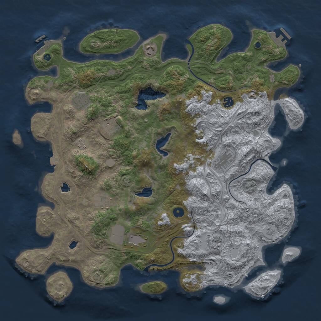 Rust Map: Procedural Map, Size: 4500, Seed: 463617, 15 Monuments