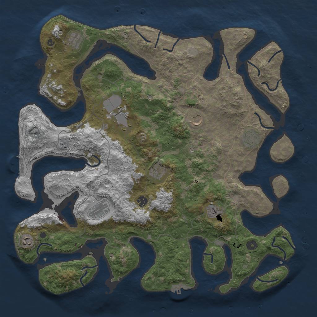 Rust Map: Procedural Map, Size: 4500, Seed: 5111856, 18 Monuments