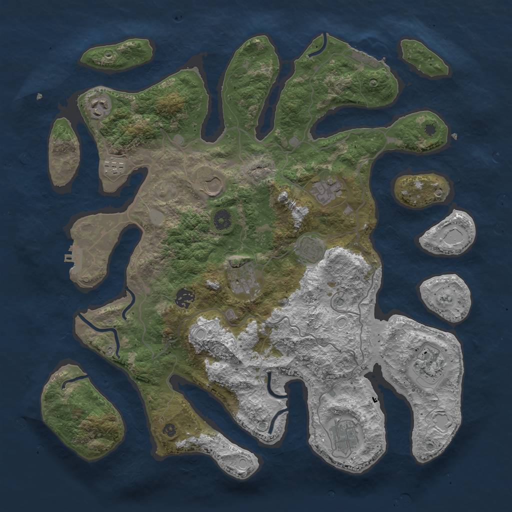 Rust Map: Procedural Map, Size: 4000, Seed: 371140, 17 Monuments