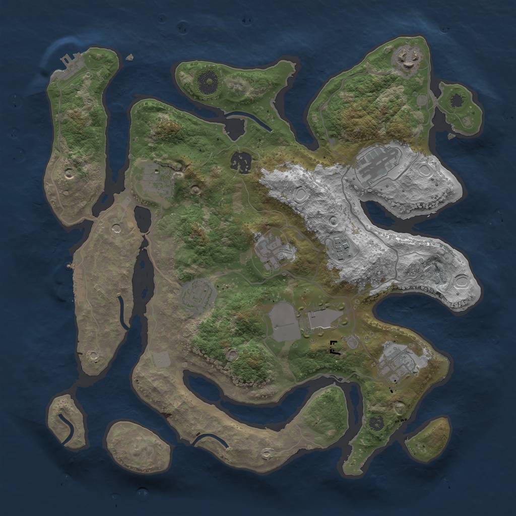 Rust Map: Procedural Map, Size: 3500, Seed: 390, 17 Monuments